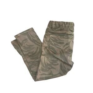 Peek Girls Pants Size 6 Leaf‎ Print Dungarees Stretch Zippers Adjustable Waist